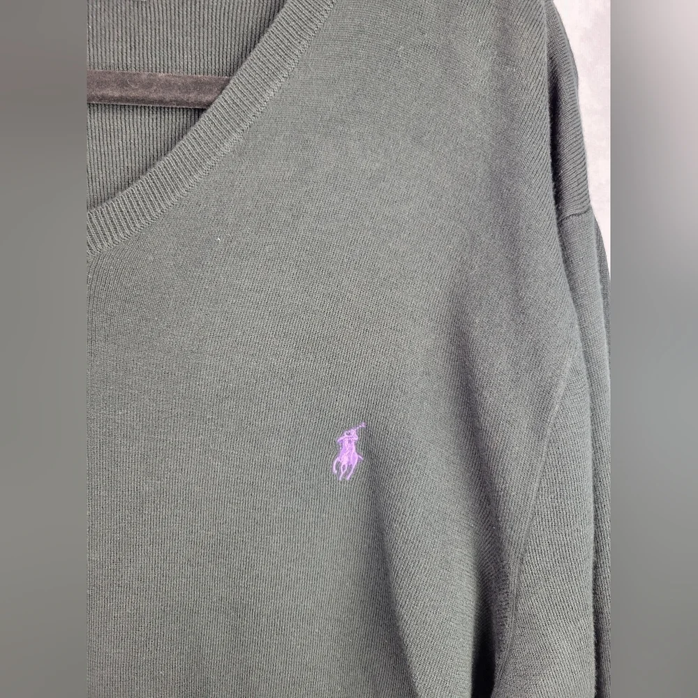 Polo by Ralph Lauren Black Pima Cotton‎ Sweater Vneck Men's Size XXL